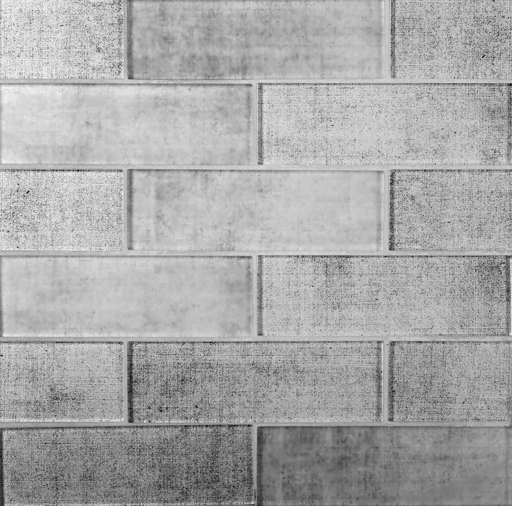 12x12 Gray Glass Subway Mosaic Tile