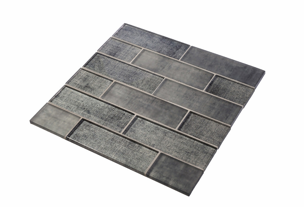 12x12 Coin Gray Polished Glass Subway Tile