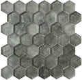 Sample - Coin Gray 12x12 Glossy Hexagon Glass Mosaic Tile (5 pack, 4.83 sq ft/case)