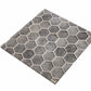 2x12 Coin Gray Hexagon Polished Glass Mosaic Tile 