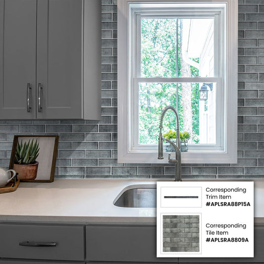 Dark Gray 0.5x12 Glossy Glass Pencil Tile Trim (10 pack, 0.5 sq ft/case) - Sample