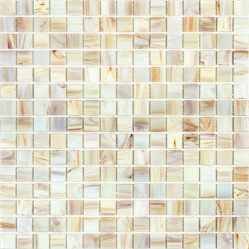 Beige Glossy Glass Mosaic Tile