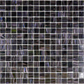 Glossy oil black 12x12 glass mosaic tile sheet with uniform square tiles featuring streaked patterns