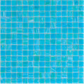 Glossy blue green glass mosaic tile sheet with uniform square tiles for wall and floor decor