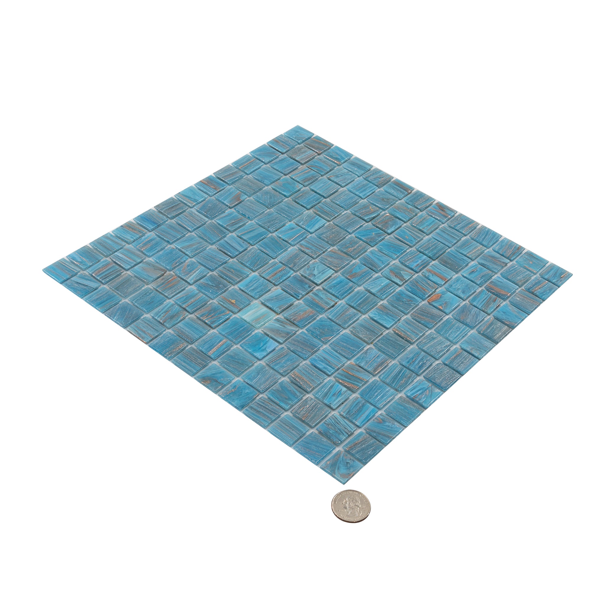 Phúc Lộc 12x12 Bright Cerulean Blue Glossy Glass Mosaic Tile | Bright