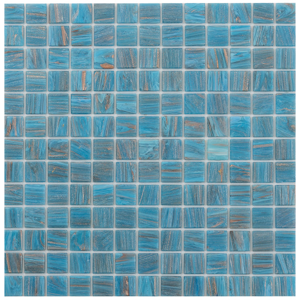 Phúc Lộc 12x12 Bright Cerulean Blue Glossy Glass Mosaic Tile | Bright