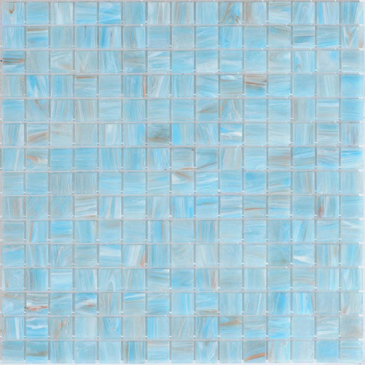 Light Blue Glossy Glass Mosaic Tile