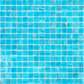 Glossy vivid sky blue 12x12 glass mosaic tiles with swirled patterns and copper accents