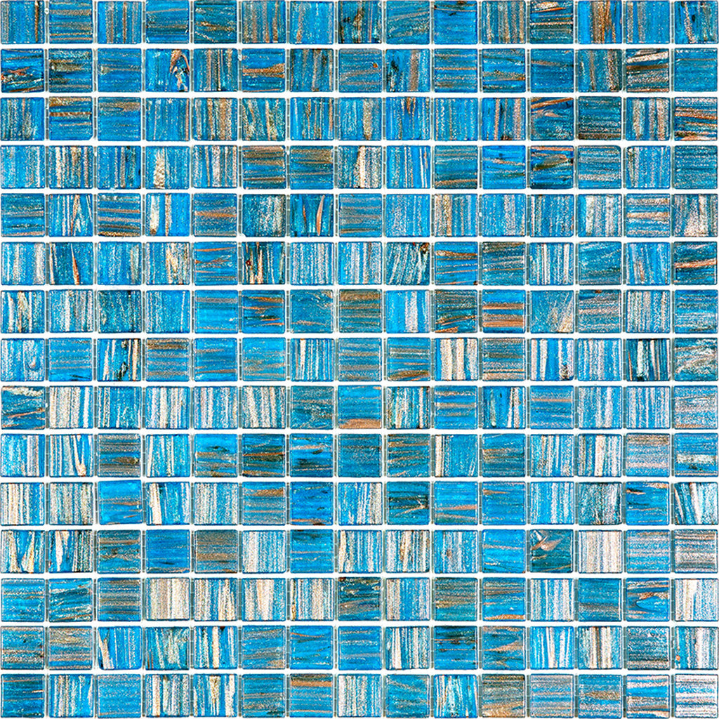 Blue and Gold Glossy Glossy Glass Mosaic Tile