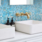 Blue and Gold Glossy Glass Mosaic Tile