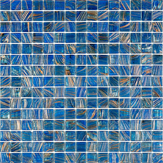 Yale Blue and Gold Glossy Glass Mosaic Tile