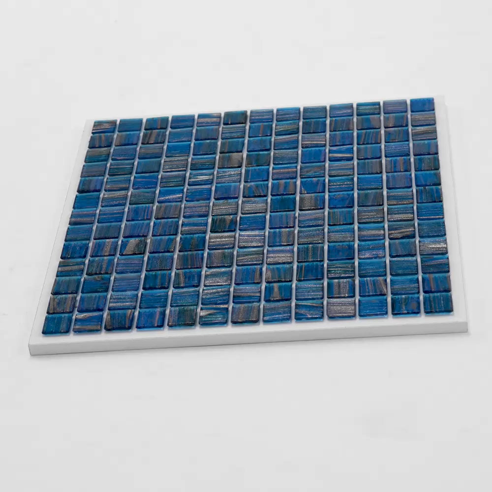 20-pack Celestial 12 in. x 12 in. Glossy Yale Blue and Gold Glass Mosaic Wall and Floor Tile (20 sq ft/case)