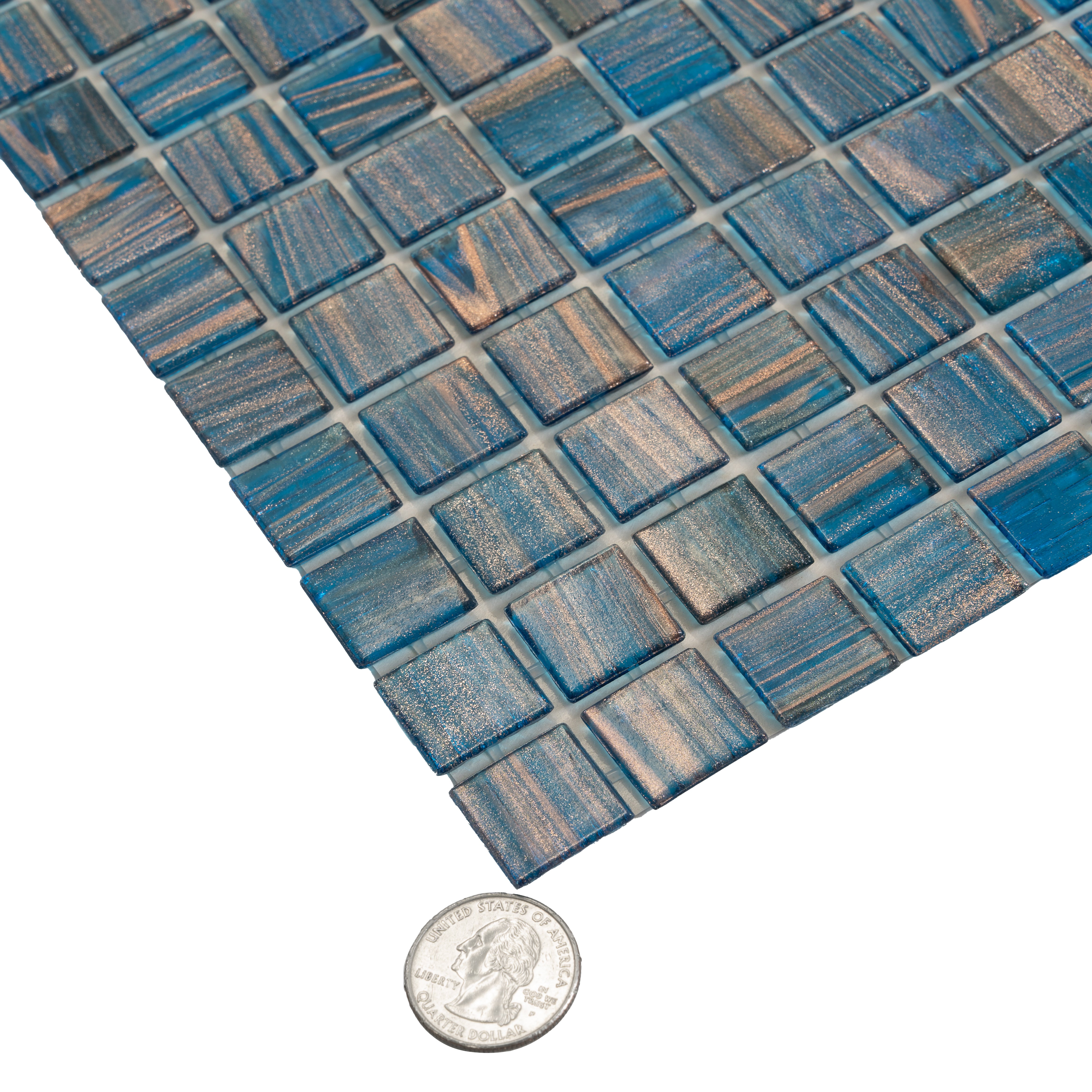 Yale Blue Gold 12x12 Glossy Uniform Square Glass Mosaic Tile (20