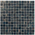 Glossy berlin blue 12x12 glass mosaic tiles with shimmering metallic streaks for wall and floor