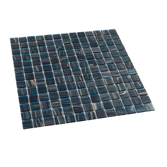 20-pack Celestial 12 in. x 12 in. Glossy Berlin Blue Glass Mosaic Wall and Floor Tile (20 sq ft/case)