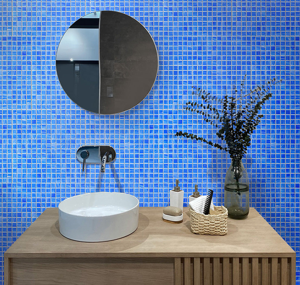 Ultramarine Blue Glossy Glass Mosaic Tile