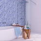 Blue and White Glossy Glass Mosaic Tile