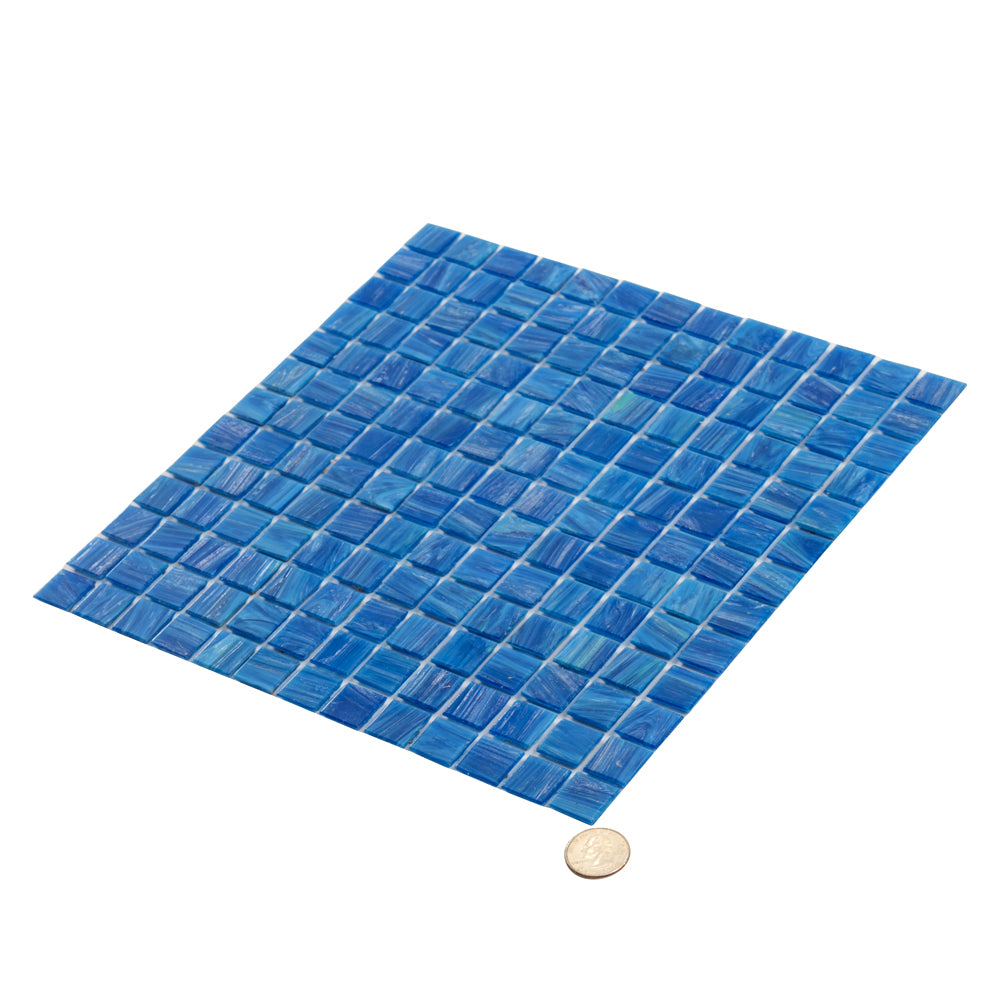 20-pack Celestial 12 in. x 12 in. Glossy Trypan Blue Glass Mosaic Wall and Floor Tile (20 sq ft/case)