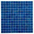 Trypan blue 12x12 glossy glass mosaic tiles with uniform square pattern for walls and floors