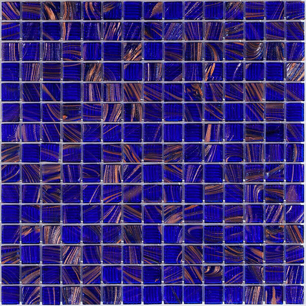 Royal Blue and Gold Glossy Glass Mosaic Tile