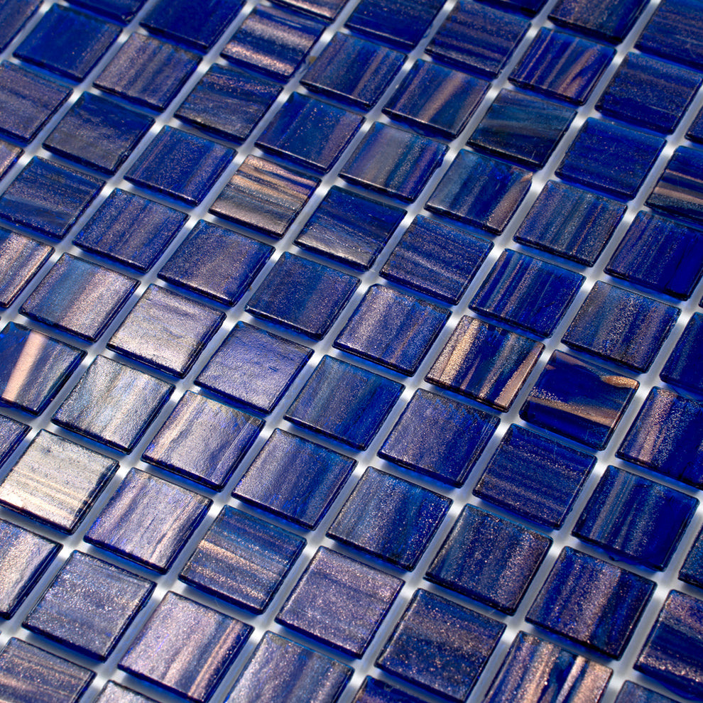 12x12 Royal Blue and Gold Glossy Glass Mosaic Tile | Royal Blue and ...