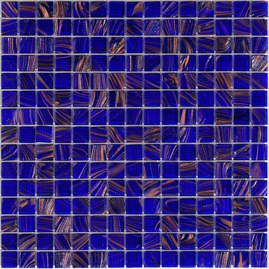 Royal Blue Gold 12x12 Glossy Uniform Square Glass Mosaic Tile (20 pack, 20 sq ft/case) - Sample