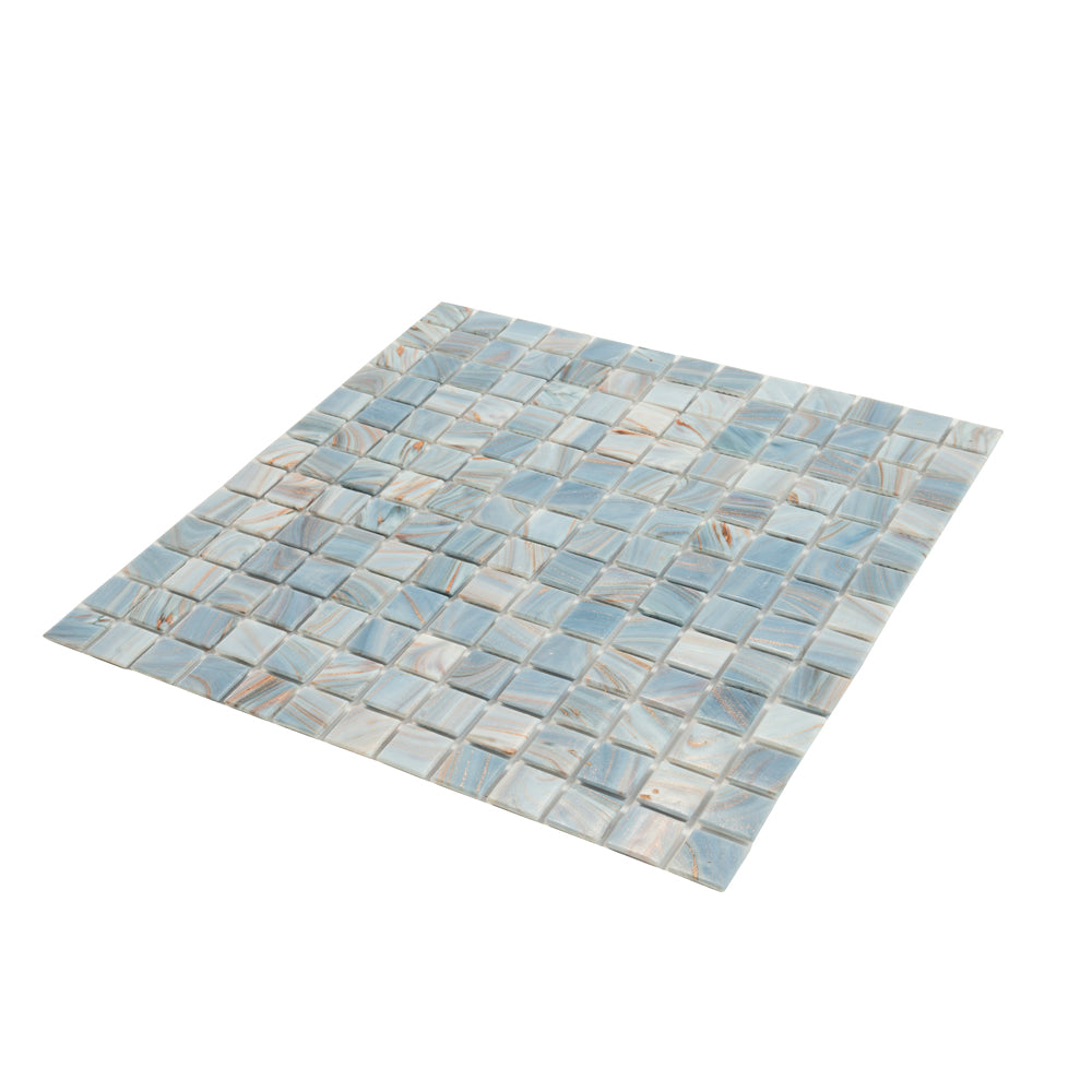 20-pack Celestial 12 in. x 12 in. Glossy Manatee Blue Glass Mosaic Wall and Floor Tile (20 sq ft/case)