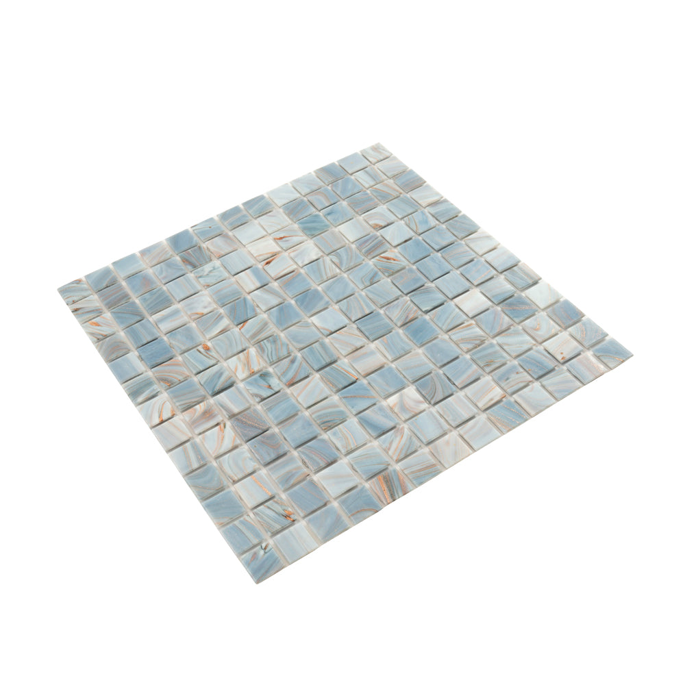 20-pack Celestial 12 in. x 12 in. Glossy Manatee Blue Glass Mosaic Wall and Floor Tile (20 sq ft/case)