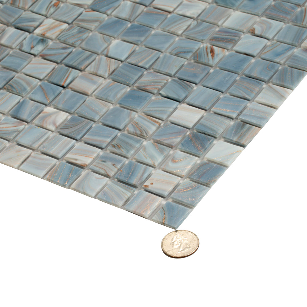 20-pack Celestial 12 in. x 12 in. Glossy Manatee Blue Glass Mosaic Wall and Floor Tile (20 sq ft/case)