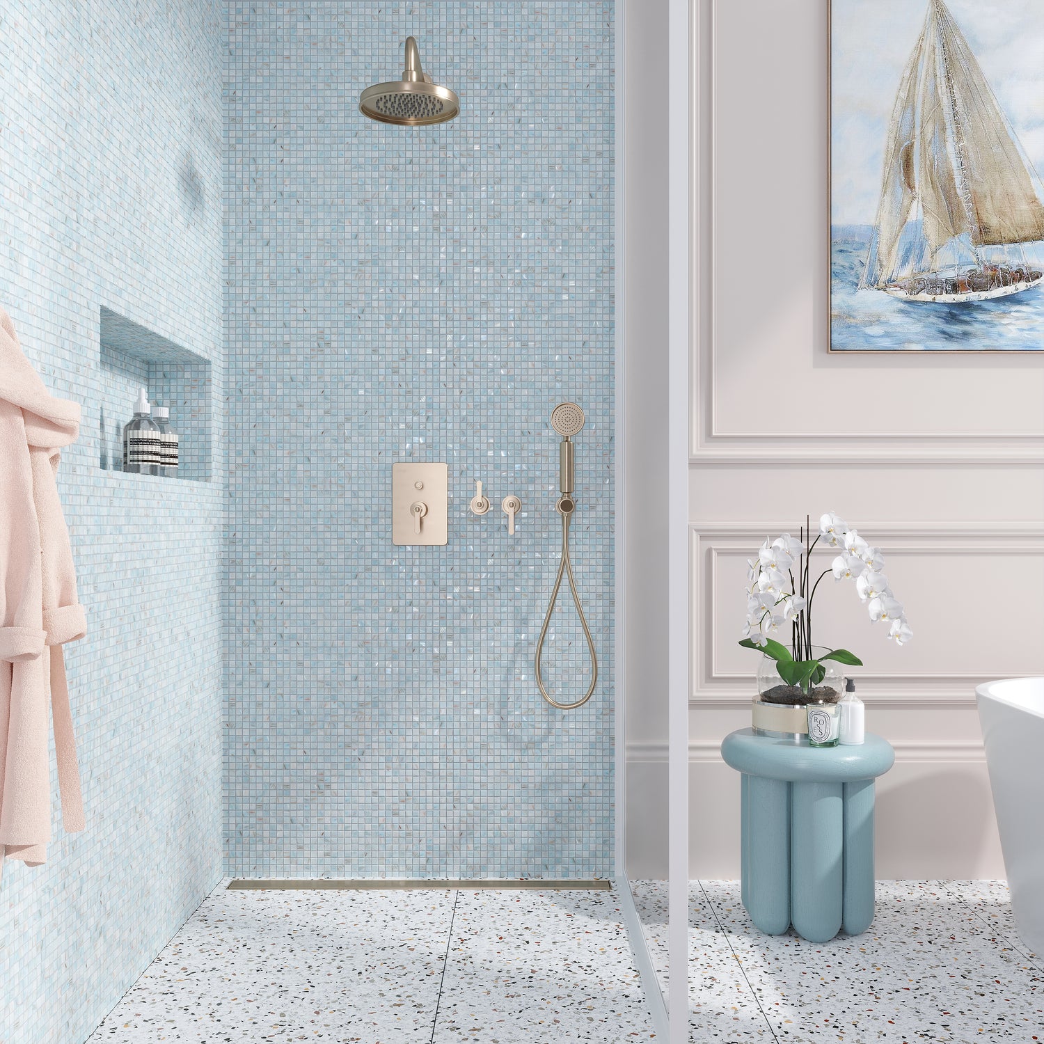 Pastel Blue 12x12 Glossy Uniform Square Glass Mosaic Tile (20 pack, 20 sq ft/case)