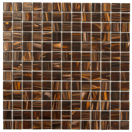 20-pack Celestial 12 in. x 12 in. Glossy Brown and Gold Glass Mosaic Wall and Floor Tile (20 sq ft/case)