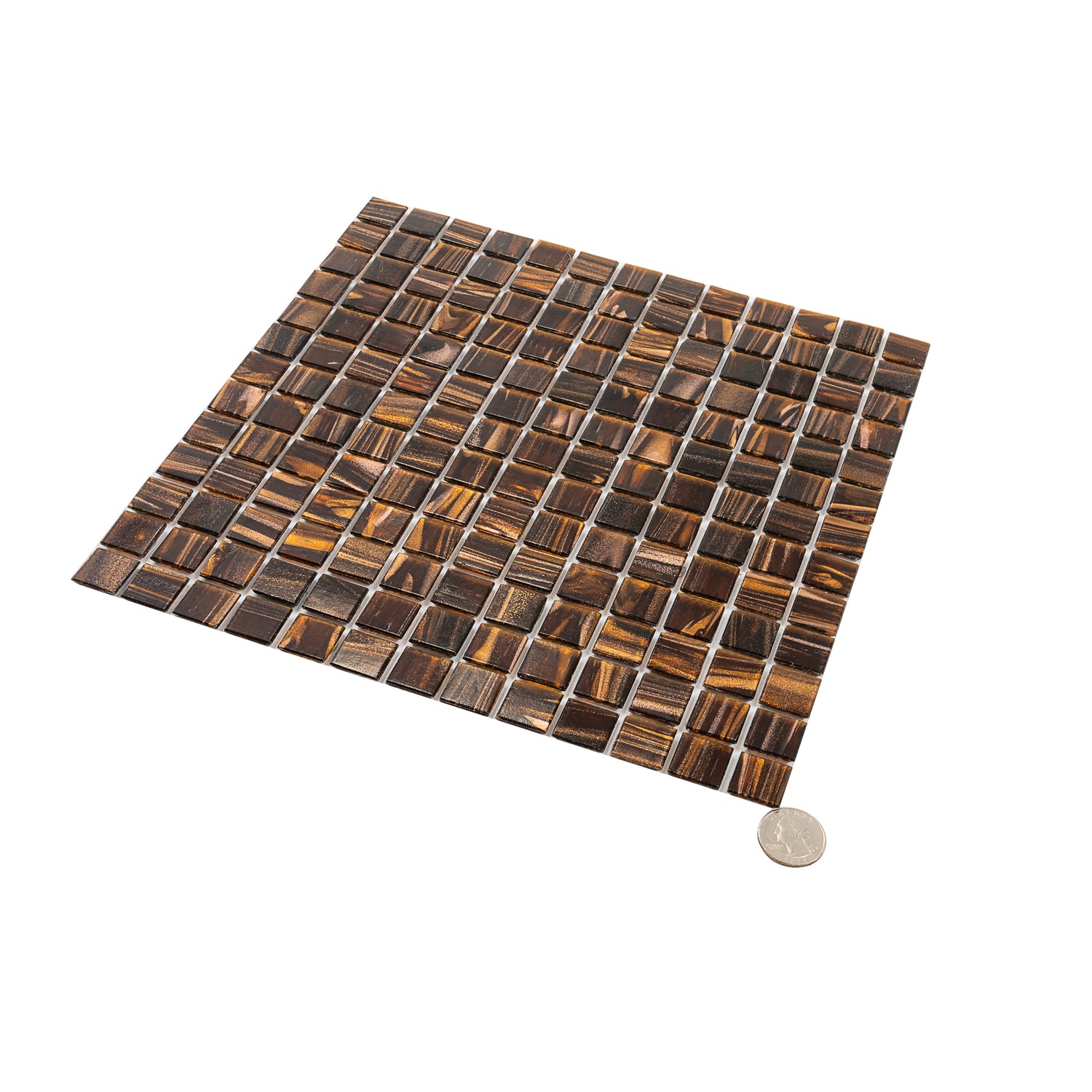 20-pack Celestial 12 in. x 12 in. Glossy Brown and Gold Glass Mosaic Wall and Floor Tile (20 sq ft/case)