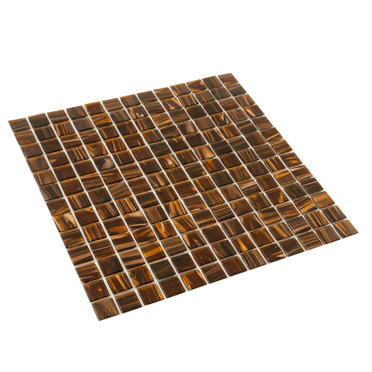 Brown Gold 12x12 Glossy Uniform Square Glass Mosaic Tile (20 pack, 20 sq ft/case) - Sample