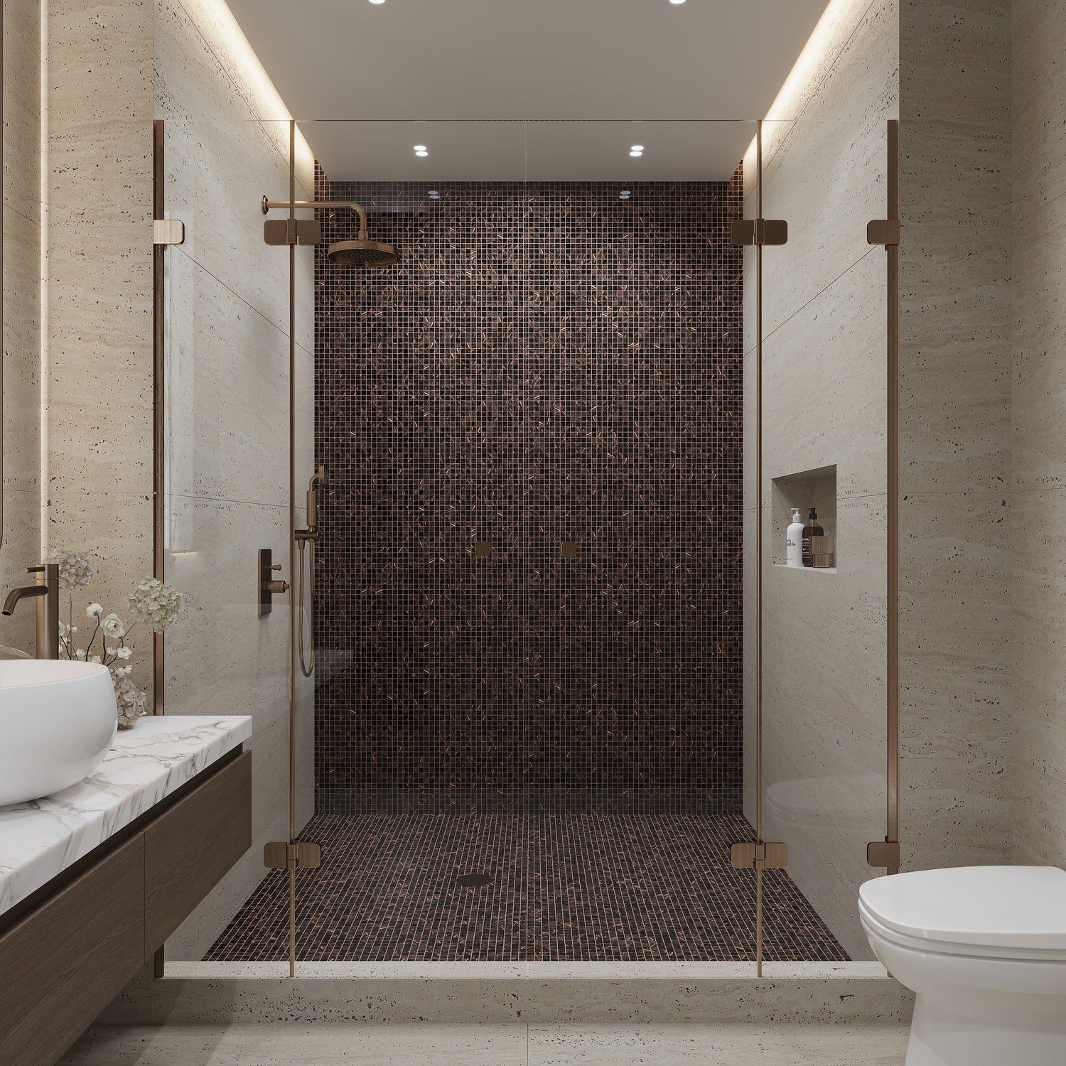Umber Brown Gold 12x12 Glossy Uniform Square Glass Mosaic Tile (20 pack, 20 sq ft/case)