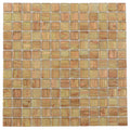 Glossy tortilla brown 12x12 inch glass mosaic tile with uniform square grid pattern