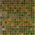 Sample - Green Gold 12x12 Glossy Uniform Square Glass Mosaic Tile (20 pack, 20 sq ft/case)