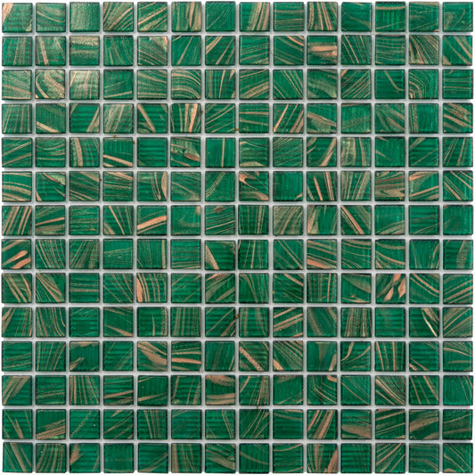 Lincoln Green Gold 12x12 Glossy Uniform Square Glass Mosaic Tile (20 pack, 20 sq ft/case) - Sample