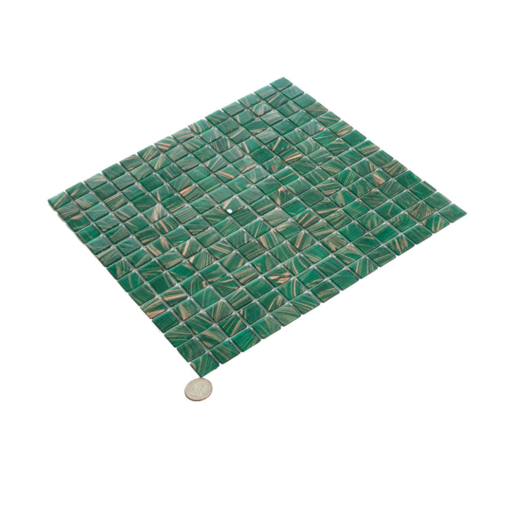 Apollo Tile Celestial Lincoln Green and Gold 12-in x 12-in Glossy Glass Uniform Squares Floor and Wall Tile (20-sq. ft/ Carton)