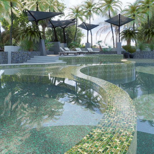 Lincoln Green Gold 12x12 Glossy Uniform Square Glass Mosaic Tile (20 pack, 20 sq ft/case)