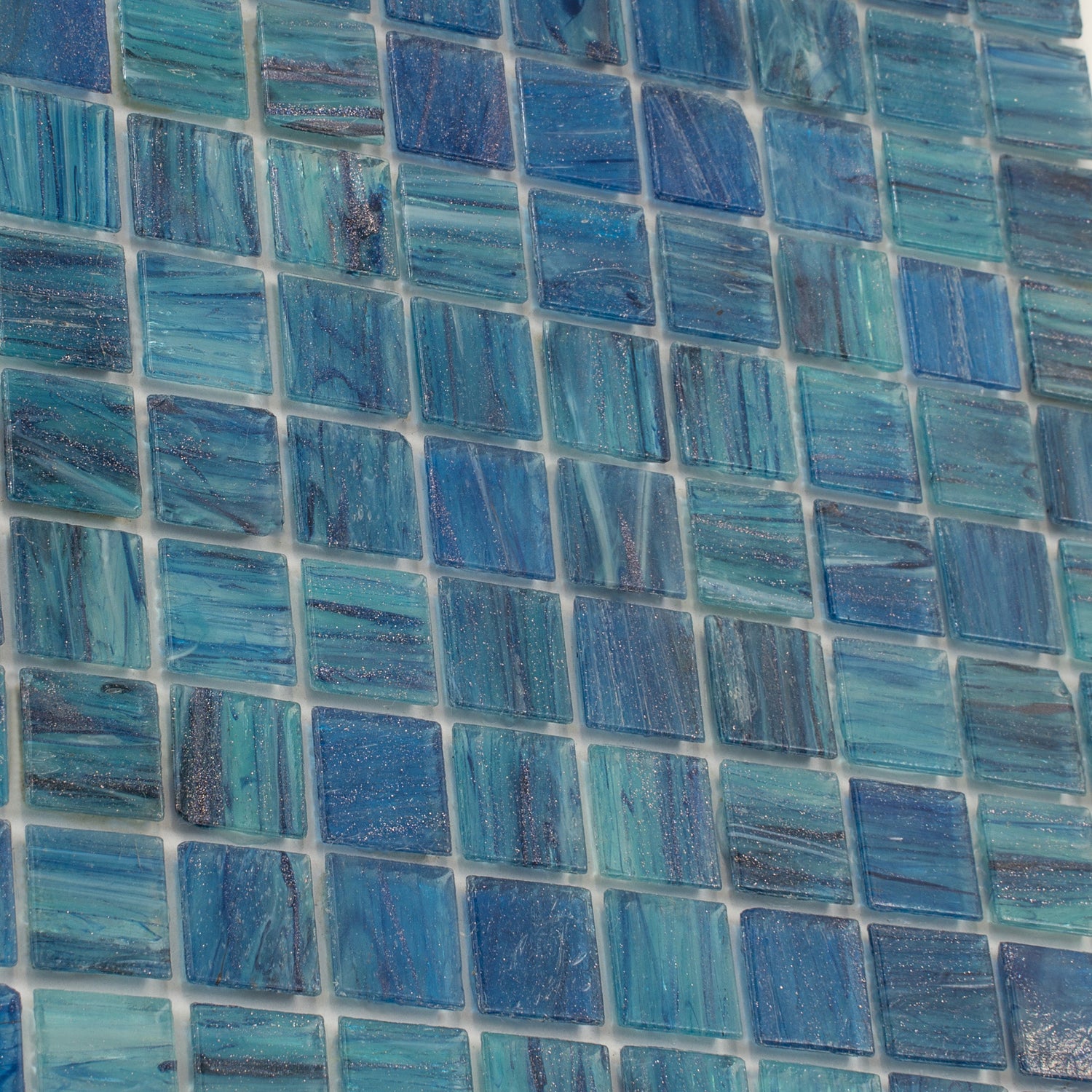 20-pack Celestial 12 in. x 12 in. Glossy Sea Blue Glass Mosaic Wall and Floor Tile (20 sq ft/case) - Sample