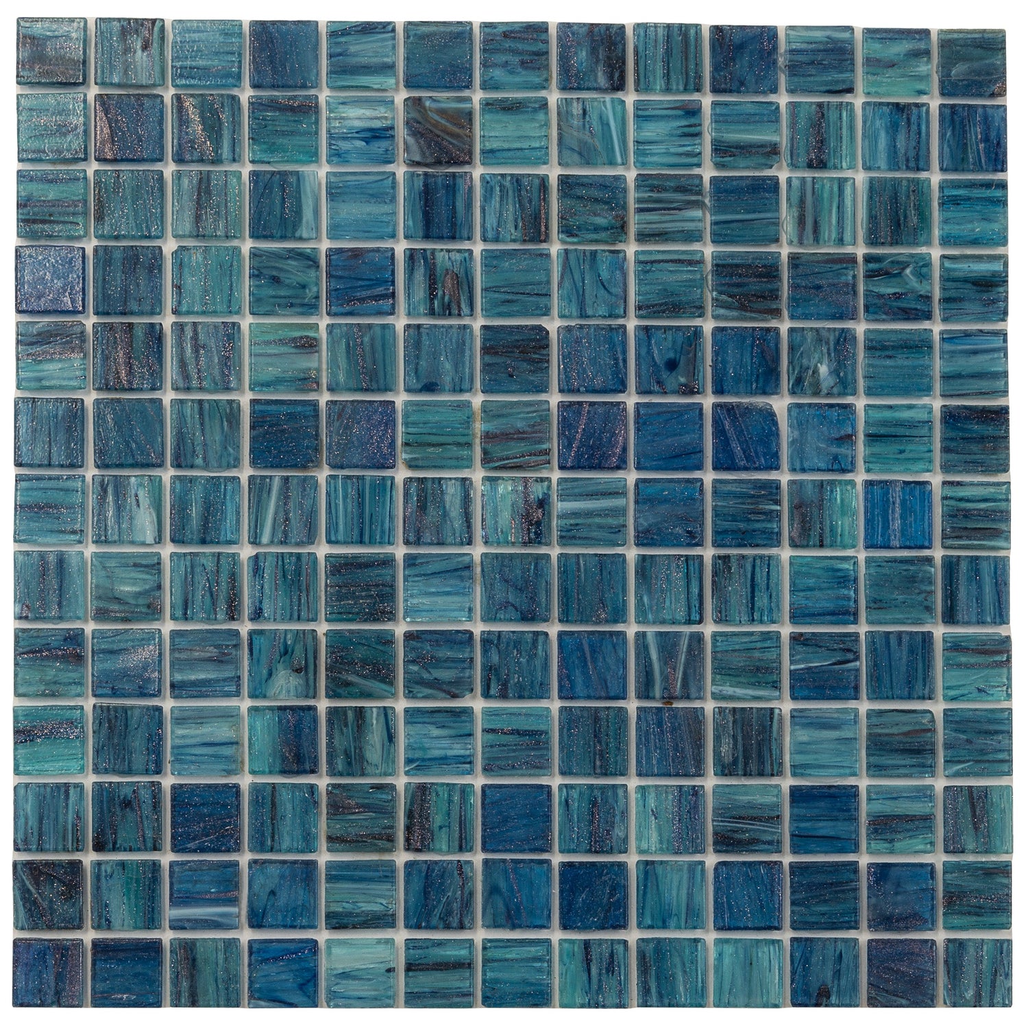 20-pack Celestial 12 in. x 12 in. Glossy Sea Blue Glass Mosaic Wall and Floor Tile (20 sq ft/case) - Sample