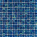glossy deep sea blue 12x12 inch glass mosaic tile sheet with varied blue shades