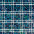 Glossy pine green 12x12 square glass mosaic tiles with textured blue and green swirl patterns