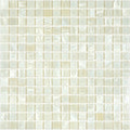 Glossy pastel gray 12x12 uniform square glass mosaic tile sheet with subtle marbled texture