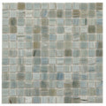 Glossy ash gray 12x12 square glass mosaic tiles with mixed light and medium gray shades