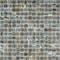 Glossy cosmic gray 12x12 glass mosaic tile with swirled patterns in neutral tones