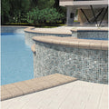 glossy templeton gray glass mosaic tiles in 12x12 size used on curved pool wall surface