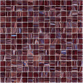 Glossy Bulgarian red 12x12 square glass mosaic tiles with iridescent swirls and rich color variations