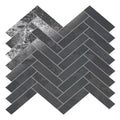 Sample - Steel Black 11x11 Matte Porcelain Herringbone Mosaic Tile (5.88 sq ft/case, 7-Pack)