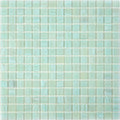 Light pistachio green 12x12 glossy square glass mosaic tile sheet with a uniform pattern